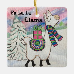 Ornement En Céramique Fa La Llama Noël mignon