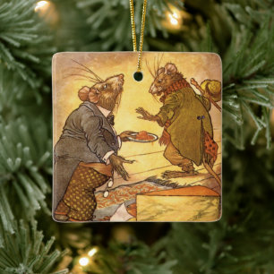 Ornement En Céramique Fable d'Esope vintage, Souris de campagne, Souris