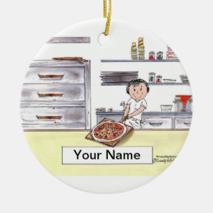 Ornement En Céramique Fabricant de pizza - femelle