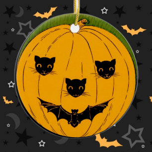 Ornement En Céramique Face citrouille