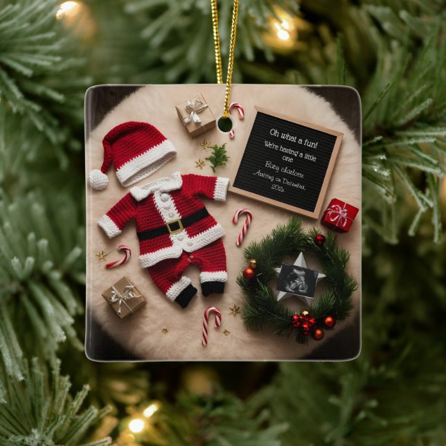 Ornement En Céramique Faire-part unique de grossesse de Noël (Arbre)