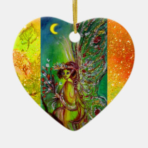 ORNEMENT EN CÉRAMIQUE FAIRY VERT /PLANTE BOUTETERFLY, PARKES D'OR FLORAL