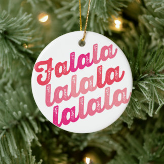 Ornement En Céramique Falalala Pink Ombre Gras Script Photo Noël