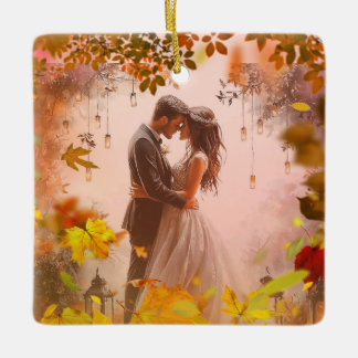 Ornement En Céramique Fall-in In Love Wedding or Anniversary Ornament