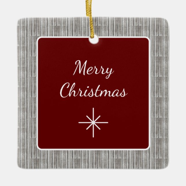 Ornement En Céramique Famille de bois rustique Noël simple (Devant)