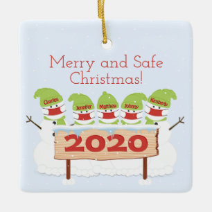 Ornement En Céramique Famille de Snowman de cinq visage Masque Noël 202