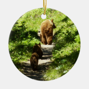 Ornement En Céramique Famille d'ours brun