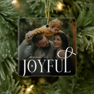 Ornement En Céramique Famille Joyeuse Moderne 2 Photo Noël