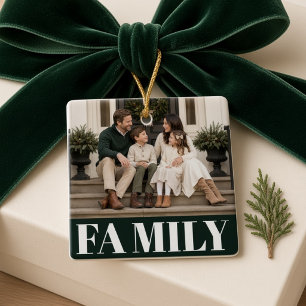 Ornement En Céramique Famille moderne Photo personnalisée Noël