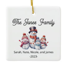 Famille personnalisable de 4 Snowman Holiday