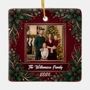 Ornement En Céramique Famille Photo Noël Céramique Bourguignon Verdure