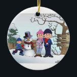 Ornement En Céramique Famille Snowman - 1 Garçon<br><div class="desc">Famille Snowman personnalisée - 1 Garçon</div>