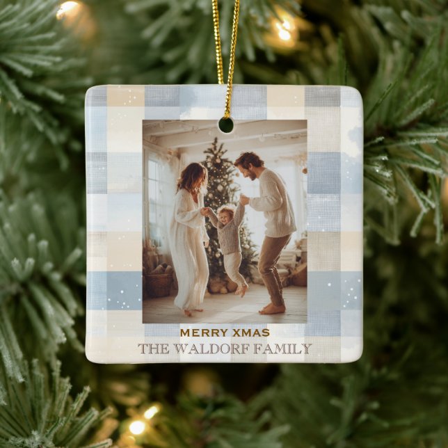 Ornement En Céramique Family Photo Elegant Christmas Ornament (Arbre)
