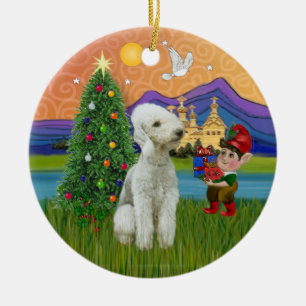 Ornement En Céramique Fantaisie de Noël - Bedlington Terrier