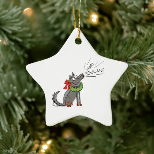 Ornement En Céramique Fantaisie Loup Noël Joyeux Howlidays Holiday