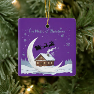 Ornement En Céramique Fantaisiste "La Magie de Noël" Traîneau du Père No