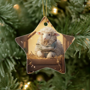 Ornement En Céramique Fantastique Noël des moutons, Don pour les amoureu