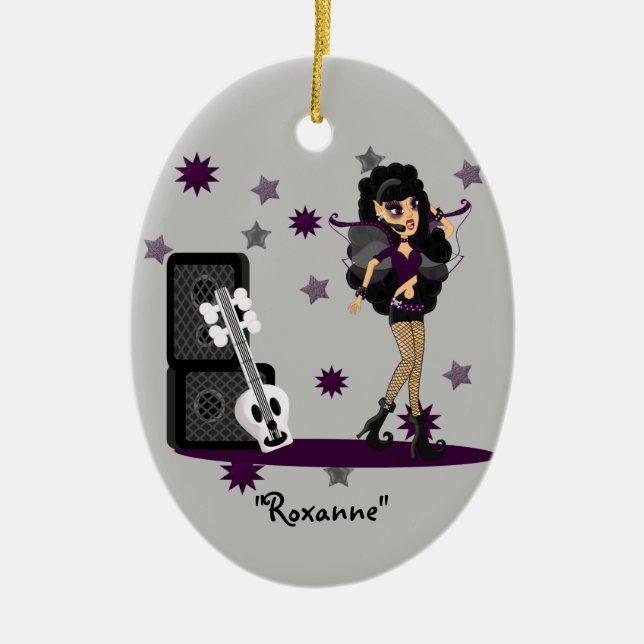 Ornement En Céramique Féerie gothique avec guitare crânienne (Devant)