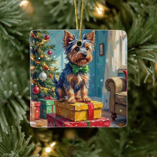 Ornement En Céramique Feisty Australian Terrier King of Christmas Gifts  (Arbre)