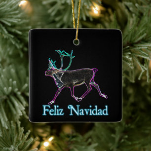 Ornement En Céramique Feliz Navidad - Caribou électrique