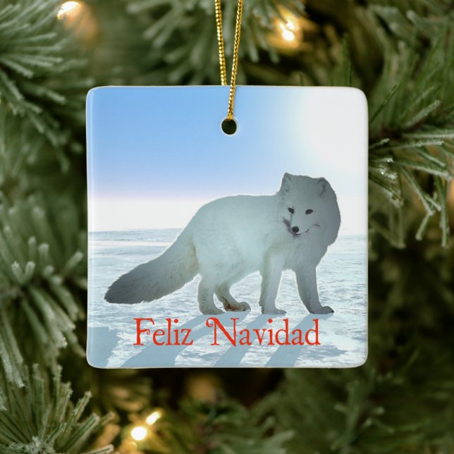 Ornement En Céramique Feliz Navidad - Renard arctique (Arbre)