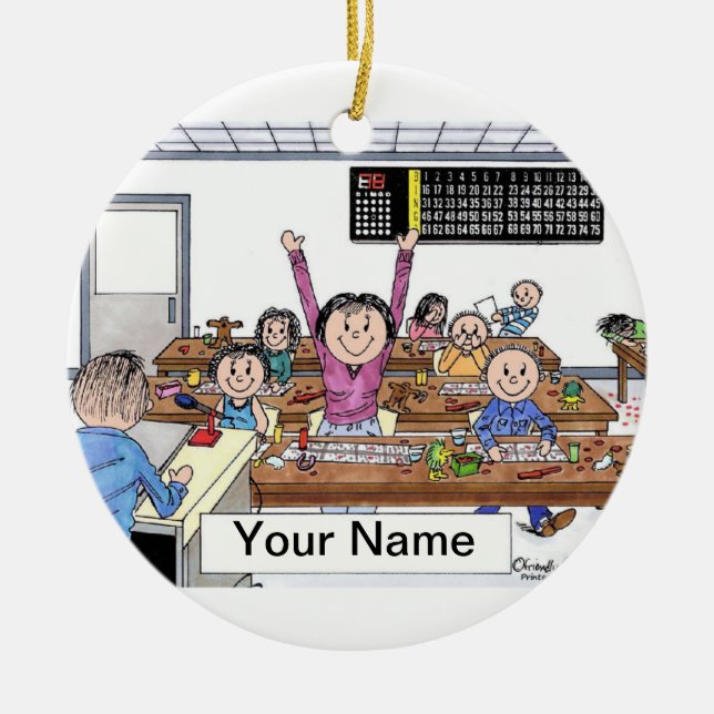 Ornement En Céramique Femelle de joueur de bingo-test (Devant)