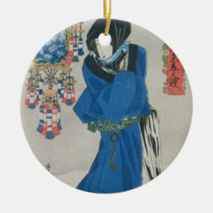 Ornement En Céramique Femme japonaise dans la neige (copie de bois de