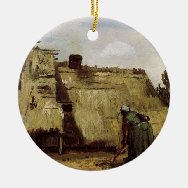 Ornement En Céramique Femme paysanne creusant le chalet par Vincent van  (Devant)