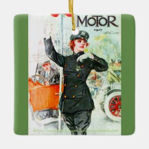 Ornement En Céramique "Femmes Vintages et roues"