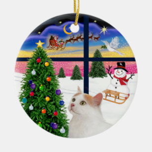Ornement En Céramique Fenêtre de Noël - Van turc Cat
