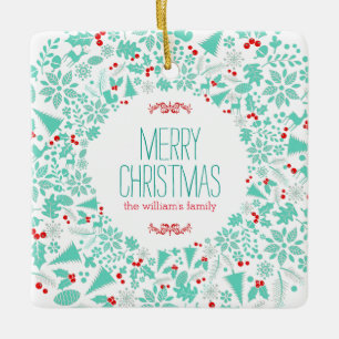 Ornement En Céramique Fer de Noël vert clair Joyeux Noël