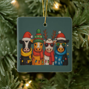 Ornement En Céramique Ferme de la vache de Noël Ferme de la maison de la