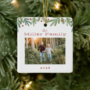 Ornement En Céramique Festif Noël Botaniques Carte de vacances Céramique