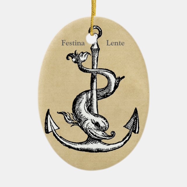 Ornement En Céramique Festina Lente - Faire de la hâte lentement (Devant)