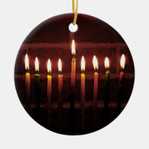 Ornement En Céramique Festival de lumière Hanoukka Menorah