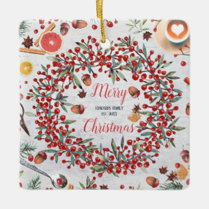 Ornement En Céramique Festive Custom Photo Noël Crafting Wreath