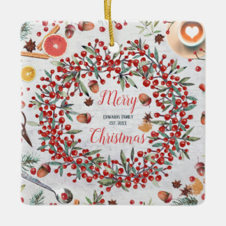 Ornement En Céramique Festive Custom Photo Noël Crafting Wreath