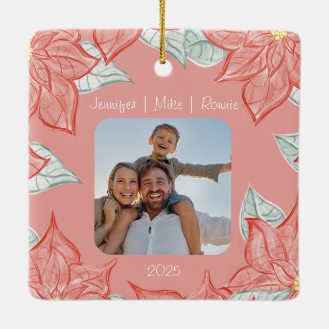 Ornement En Céramique Festive Poinsettia Ornament  (Dos)