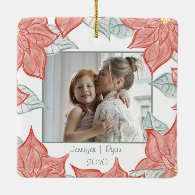 Ornement En Céramique Festive Poinsettia Ornament (Dos)