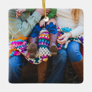 Ornement En Céramique Fête de la photo personnalisée de famille Noël