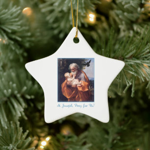 Ornement En Céramique Fête de la Saint-Joseph avec l'Enfant Jésus