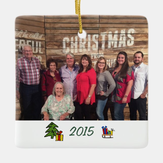 Ornement En Céramique Fête de Noël de la famille à deux côtés (Devant)