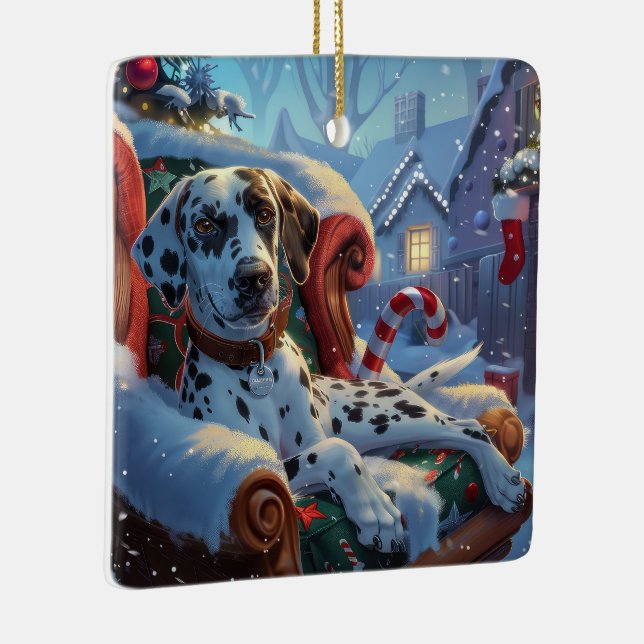 Ornement En Céramique Fête de Noël des Chiens de Dalmatie (Droite)