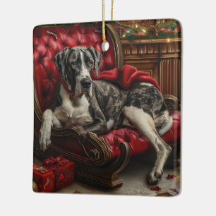 Ornement En Céramique Fête de Noël du chien Danse