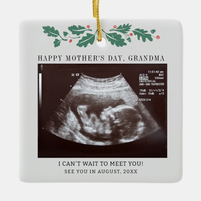 Ornement En Céramique Fête des mères Grossesse Ultrasound Grand-mère (Devant)