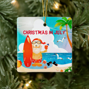 Ornement En Céramique Fête d'été Père Noël de plage Noël en juillet