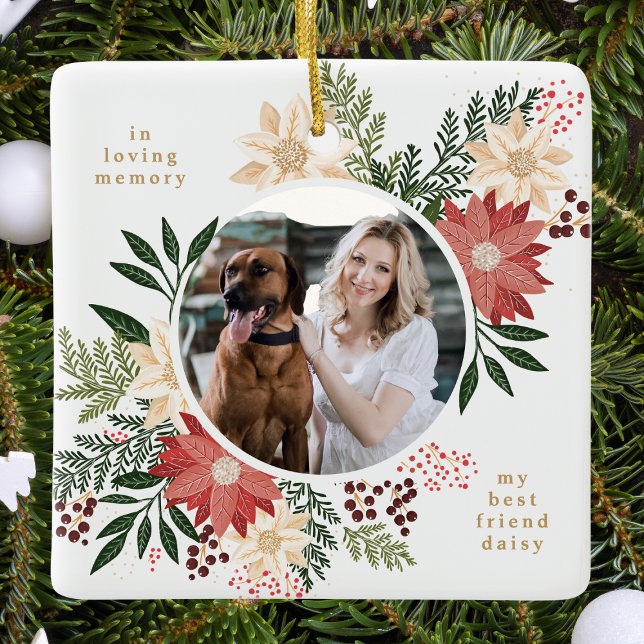 Ornement En Céramique fête fleurie moderne joyeux Noël photo (Créateur téléchargé)