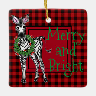 Ornement En Céramique Fête Zebra Holly couronne   buffle rouge