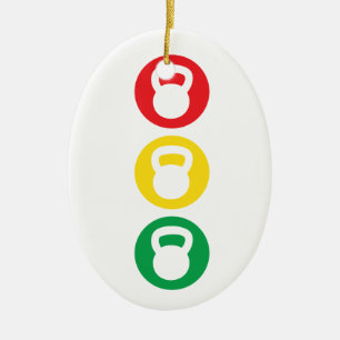Ornement En Céramique Feu de signalisation de Kettlebell - l'ensemble