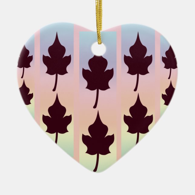 Ornement En Céramique Feuille d'érable avec arc-en-ciel (Devant)